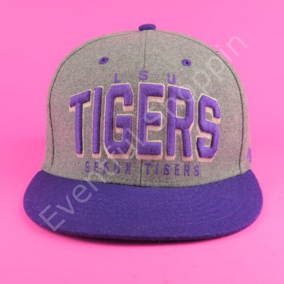 47 LSU Tigers Hat Mens Gray Purple Wool Flannel Snapback - Picture 2 of 9